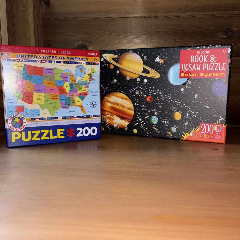 Puzzles 300 Piece (2) Solar System & USA Map Educational Home School